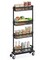Slim Storage Cart, 4-Tier Metal Rolling Cart with Wheels, Flexible Baskets, Narrow Cart for Kitchen, Bathroom, Laundry Room, Simple Assembly, Black